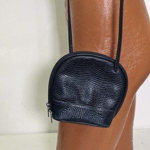 TONI LEATHER BAG Vintage Black Satchel w Strap, Retro Crossbody Shoulder Purse